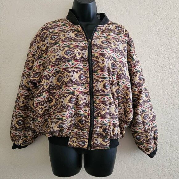 Robert Stock Vintage Southwest Geometric Bomber Jacket - Picture 1 of 8